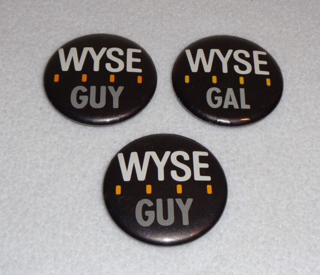 Wyse Guy & Wyse Gal Vintage Computer Computing Original Buttons & Extra (3)