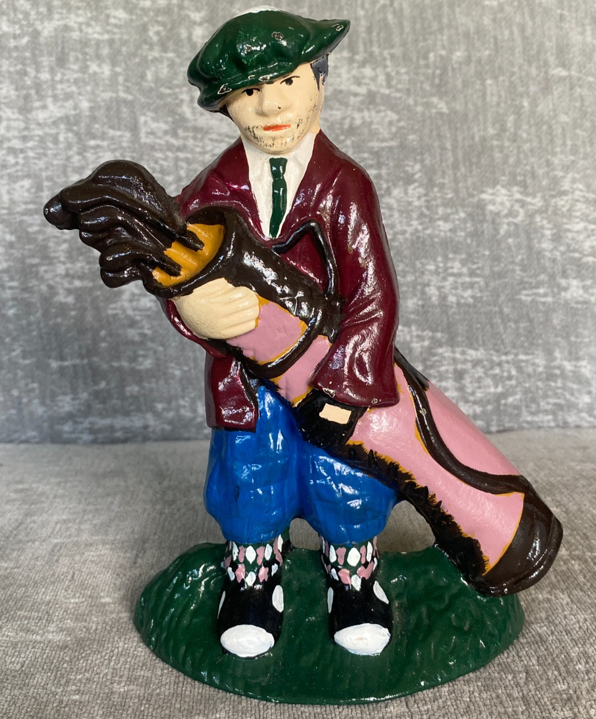 Vintage Golf Caddy Cast Iron Door Stop - #5 Stamped on Back