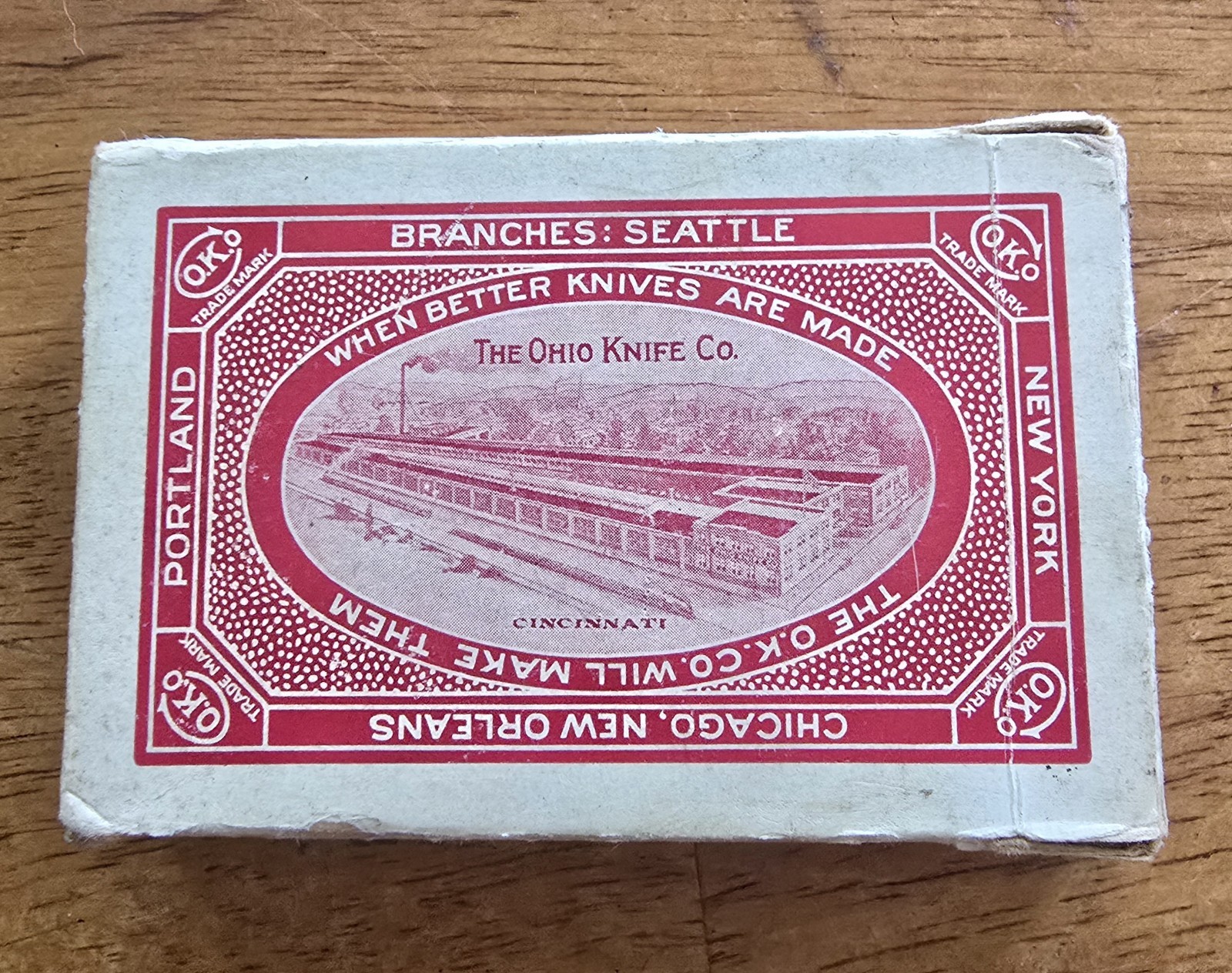 Antique Advertising Playing Cards Ohio Knife Co. c. 1915 52+EC W/Box USPCC Manuf