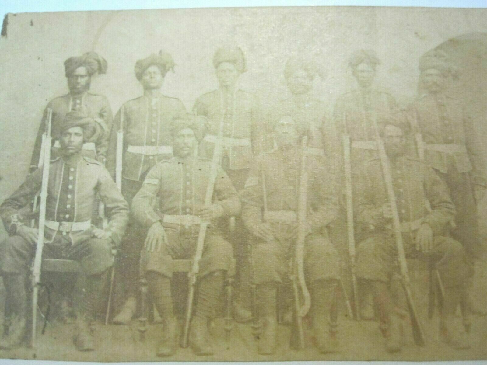TROOPS INDIAN FANTASTIC MUTINY  RARE INDIA SOLDIERS MUSKETS CDV VINTAGE