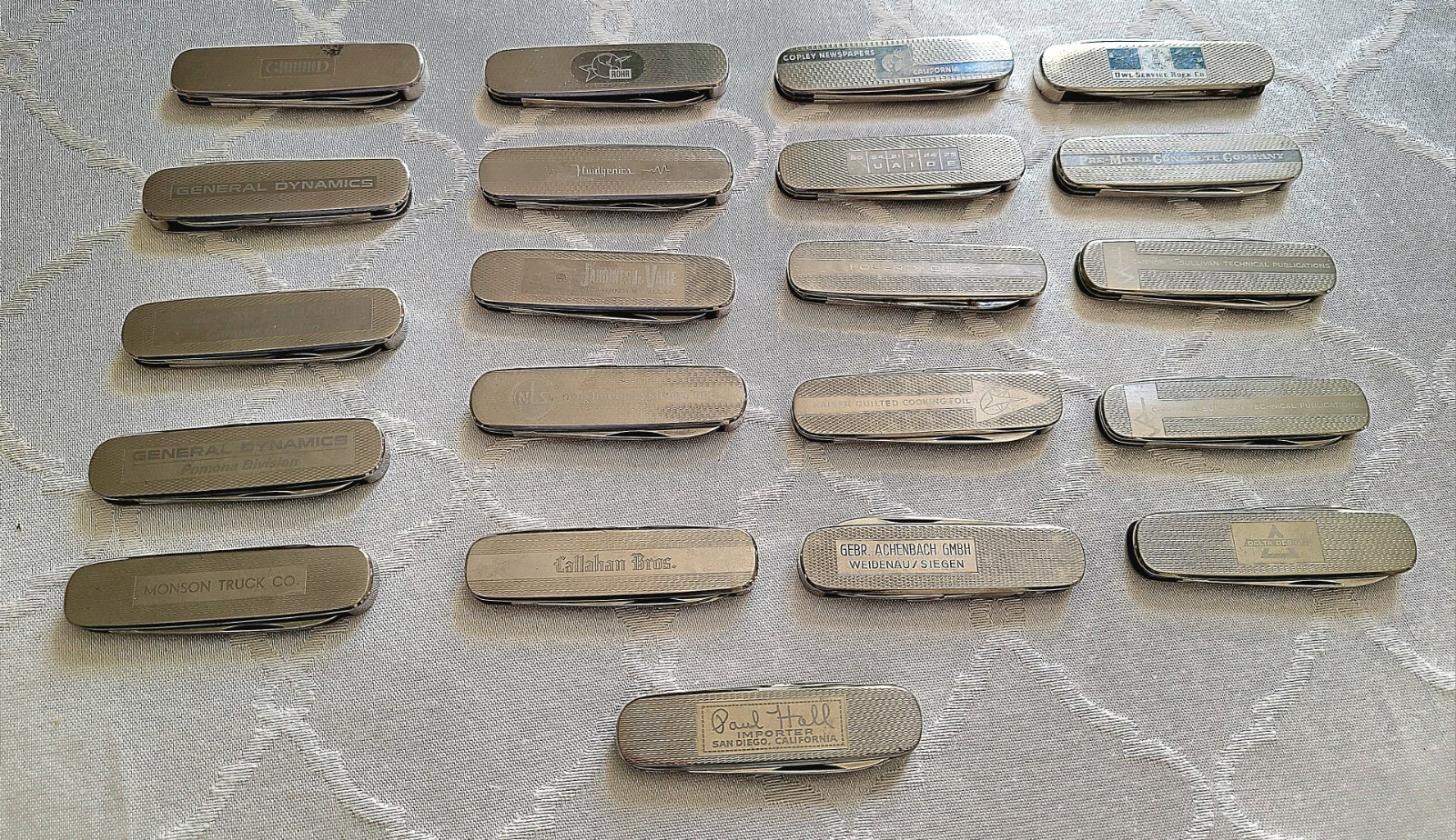 Vintage Paul Hall Folding Knives with Various Logos