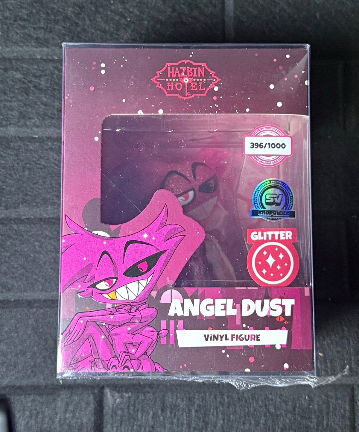 Youtooz Angel Dust Hazbin Hotel Glitter Limited Edition Vinyl Figure 396/1000