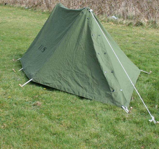 US Military Shelter Half. No Stakes. 2 Halves, Poles, & Rope. Read Description.