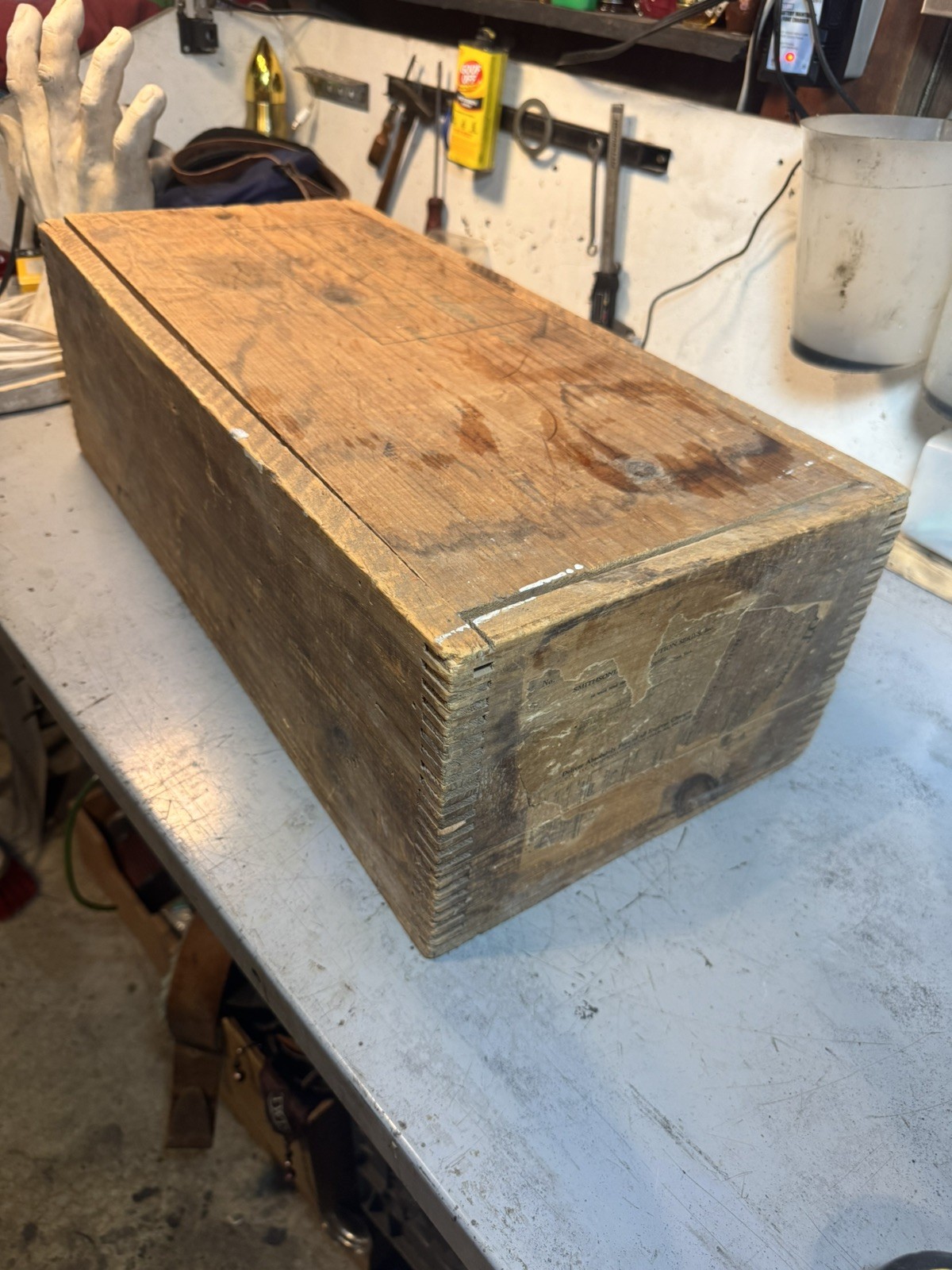 Vintage 1903 Smithsonian Specimen shipping crate w/ Lid Dove Tail Wood Crate Box