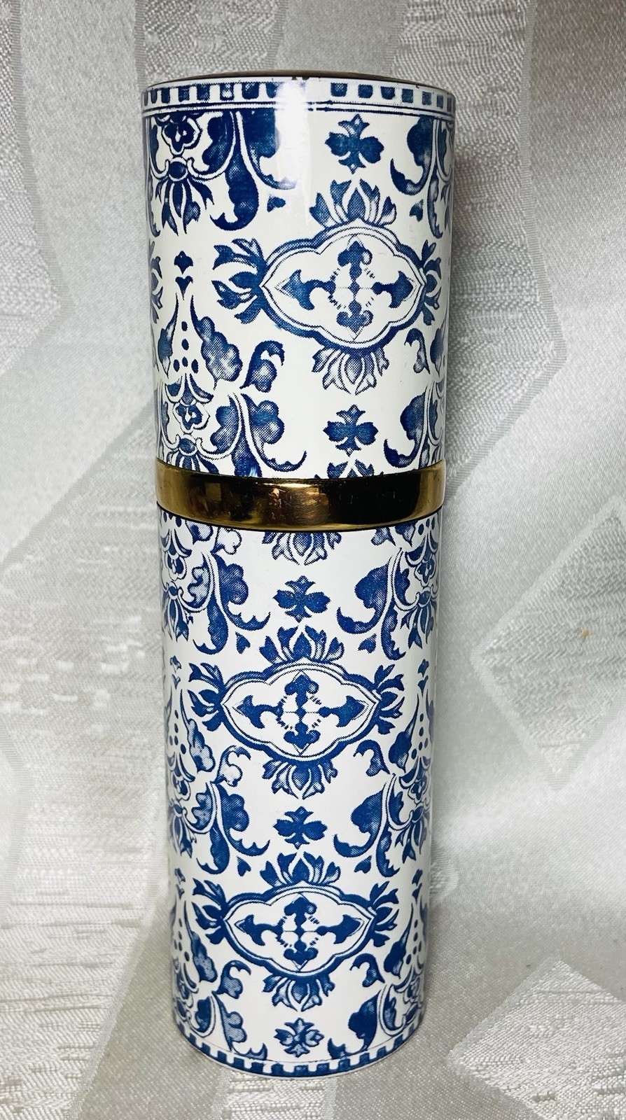 Vintage Guerlain Shalimar 3 Oz Perfume Case 1969 Blue White Gold EMPTY