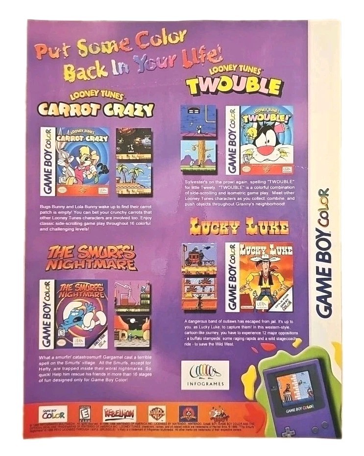 1999 Infogrames Looney Tunes Game Boy Color Original Print Ad - 8