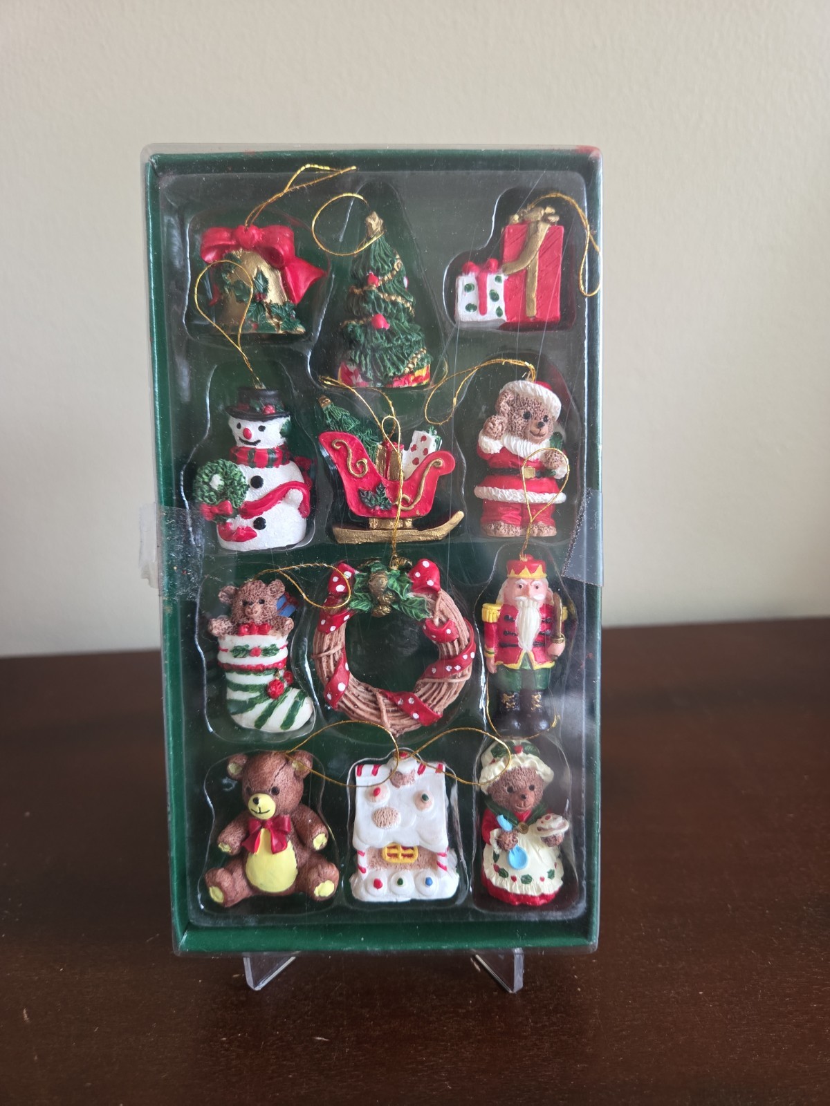Vtg 90s NOS Hanging Christmas Ornaments Miniatures Set Of 12 Six Flags Price Tag