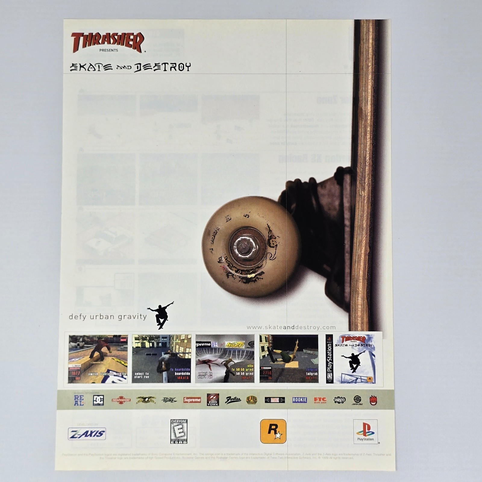 Thrasher Skate And Destroy PlayStation PS1 Authentic Magazine Ad