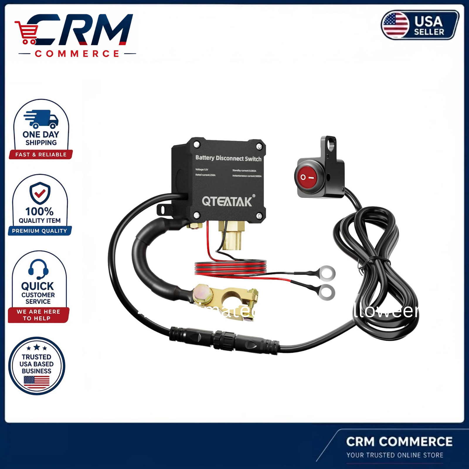 12V 250A Battery Disconnect Switch Kill Switch, Prevent Battery Drain for Car Tr