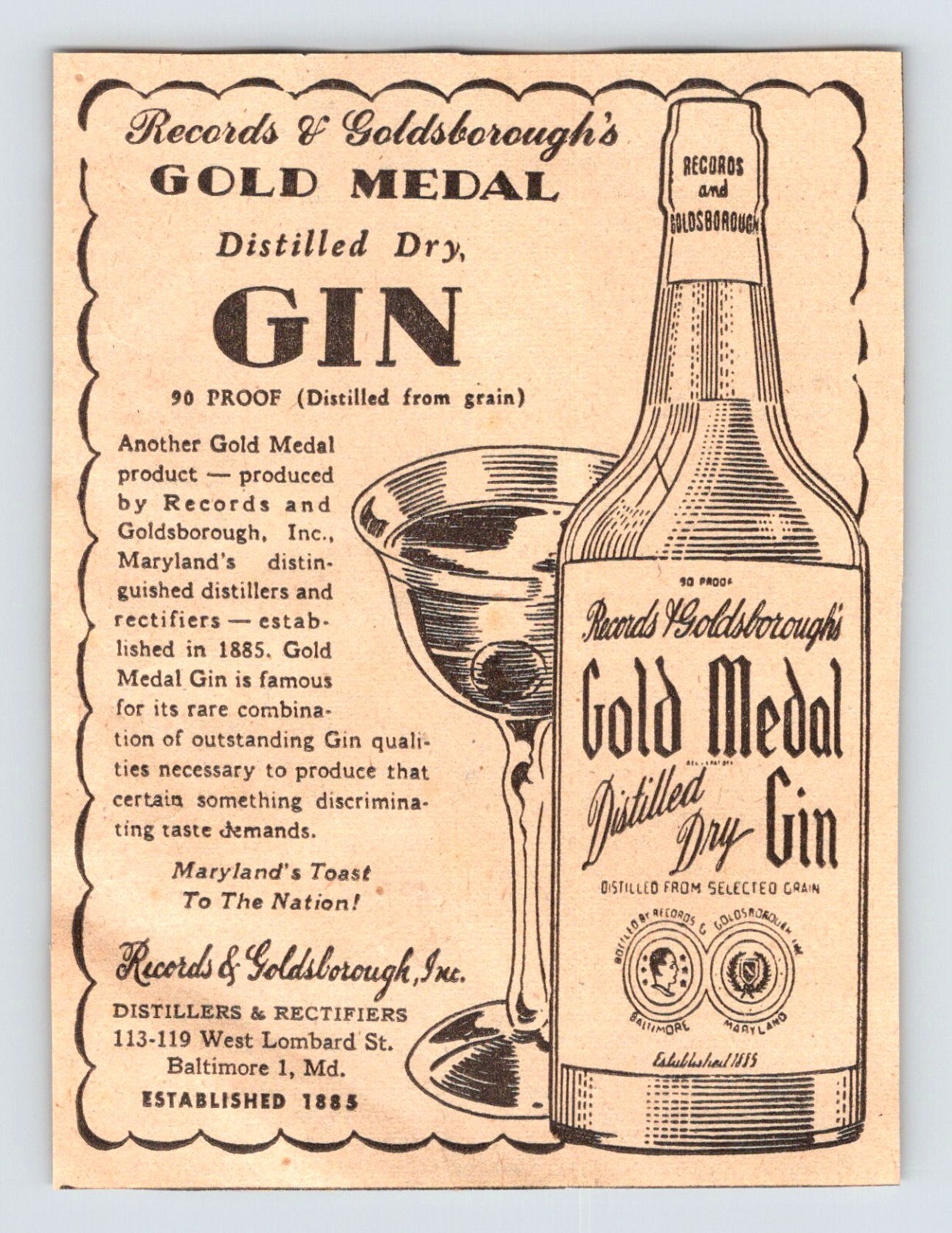 1946 GOLD MEDAL DISTILLED DRY GIN Vintage 4\