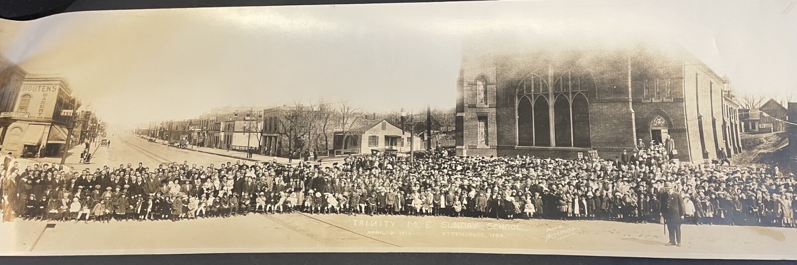Vintage Trinity M. E. Sunday School Yard Photo 1916- Collectors Item