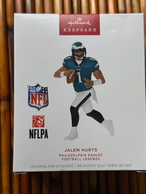 2025 HALLMARK JALEN HURTS PHILADELPHIA EAGLES FOOTBALL STAR ORNAMENT NIB