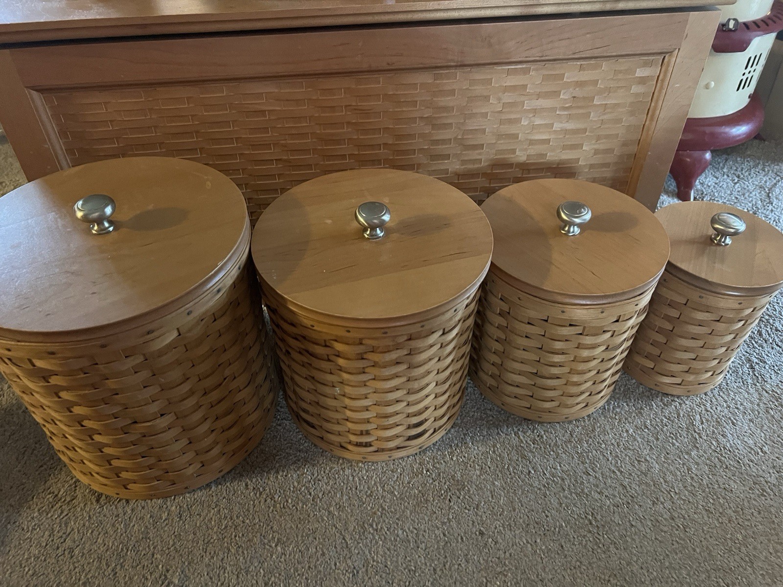 Longaberger 16 Piece Round Canister Set W/Lids and Sealed Containers GREAT SHAPE