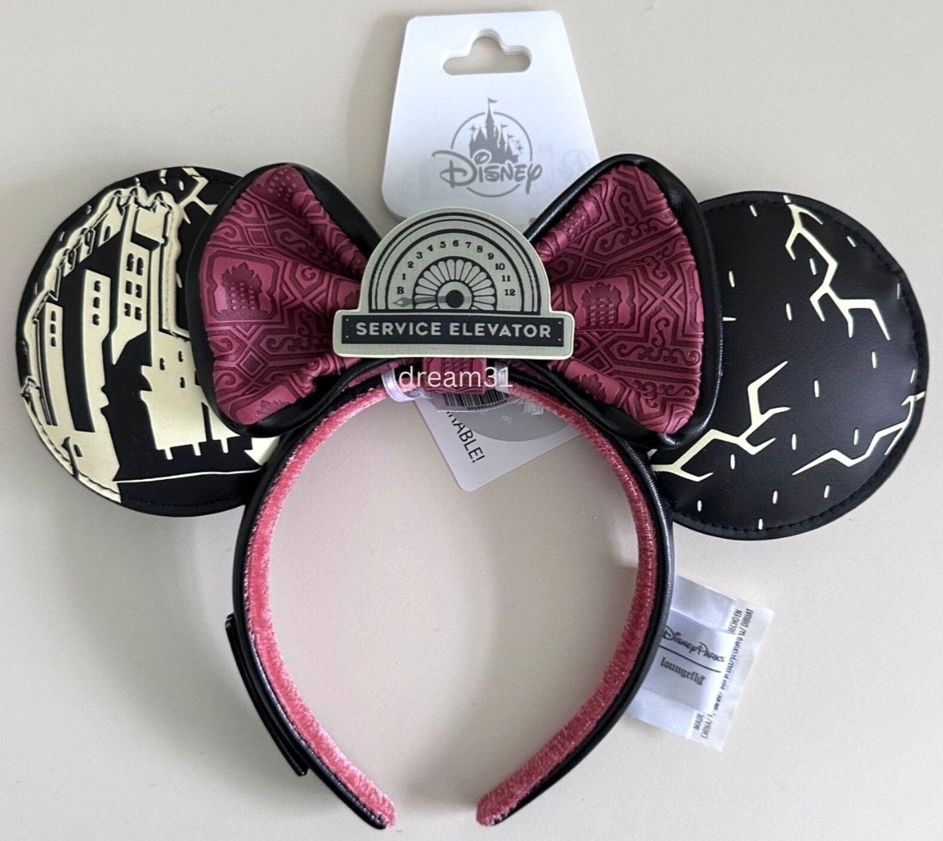 BNWT Disney Loungefly Tower Of Terror Minnie Mouse Ears Headband Adult One Size