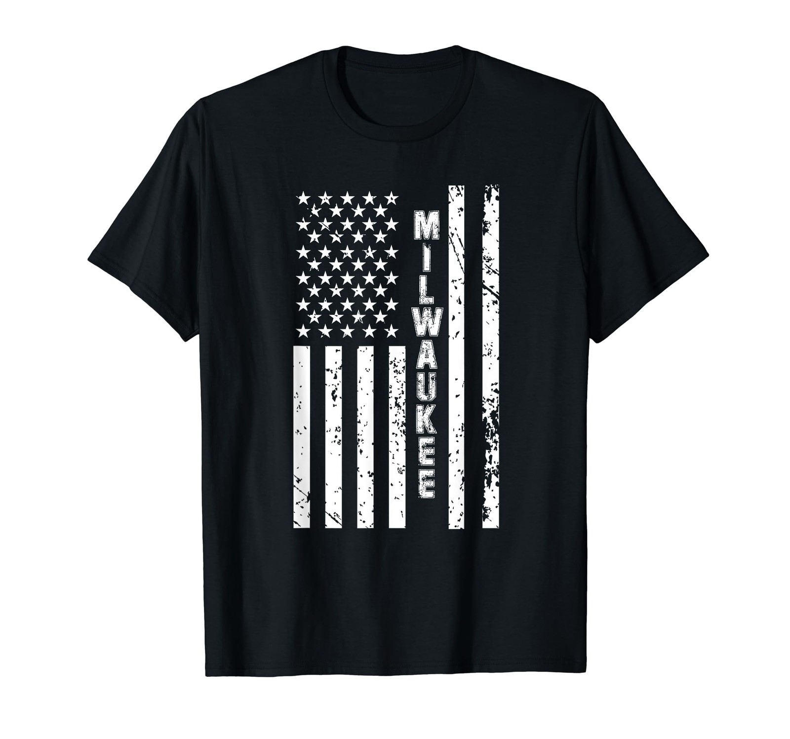 Milwaukee United States Patriotic American Flag T-Shirt Small, Black