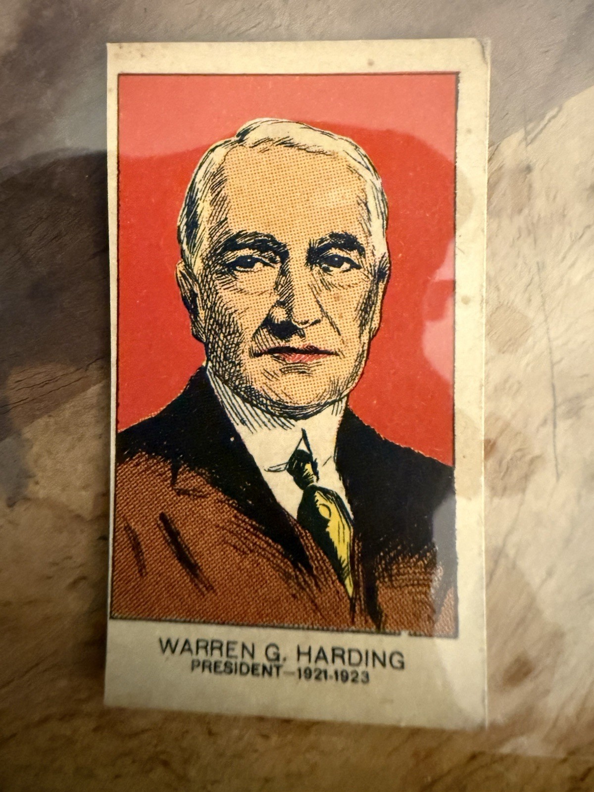 1924 W562 President Panel Strip Card Warren G Harding Red Background Rare