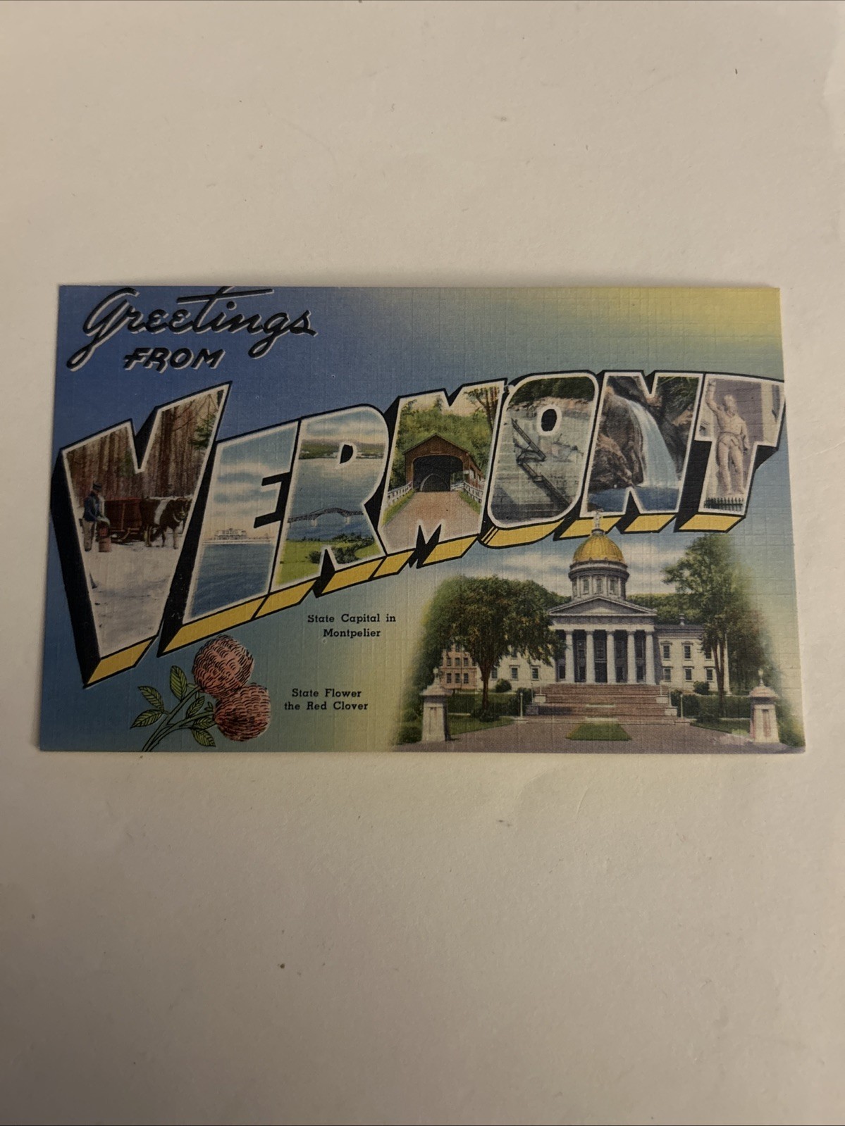 Greetings from Vermont Linen Postcard
