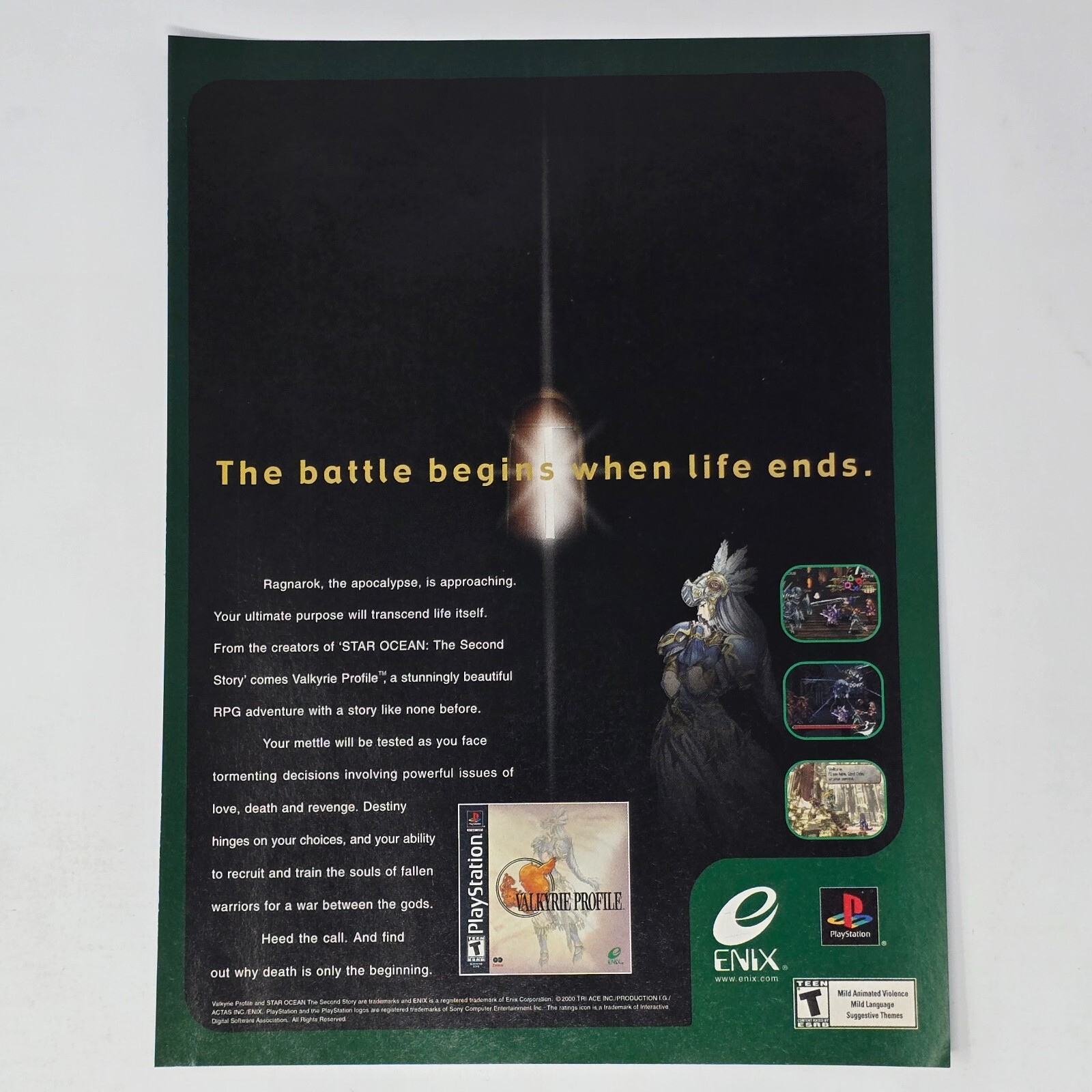 Valkyrie Profile Sony PlayStation 1 PS1 Battle Begins Print Ad/Poster Promo Art