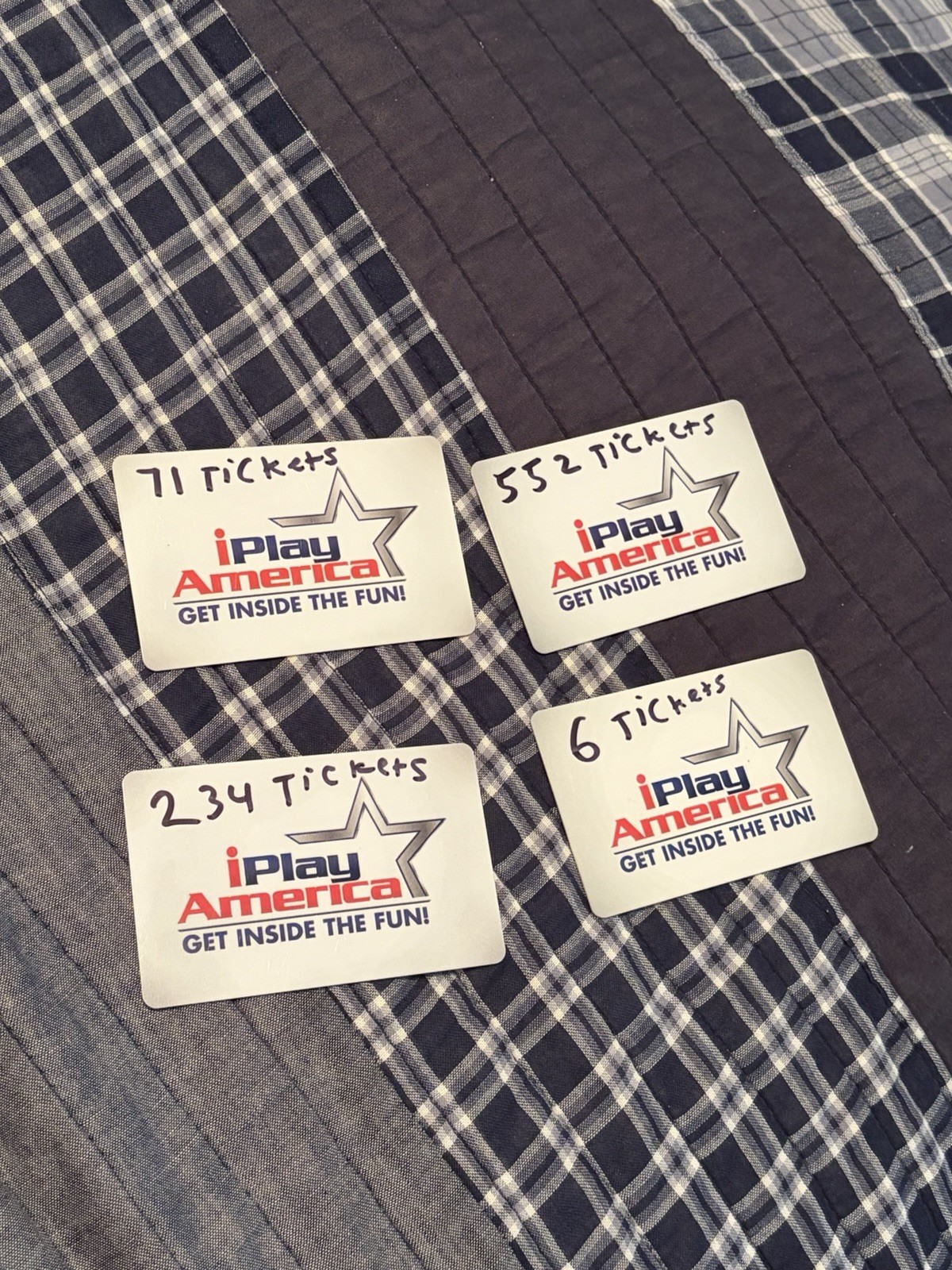 Four iPlay America Freehold NJ Arcade Play Cards (PLEASE READ DESCRIPTION)