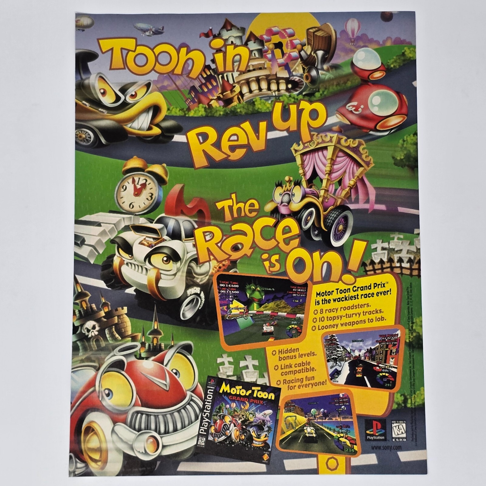 Motor Toon Grand Prix Sony PlayStation 1 PS1 Rev Up Print Ad/Poster Promo Art