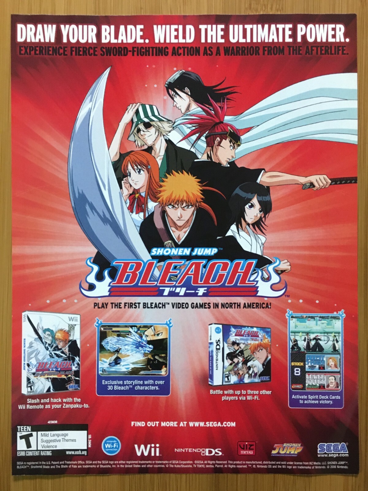 Bleach: Shattered Blade / Blade of Fate Wii DS Vintage Print Ad/Poster Official