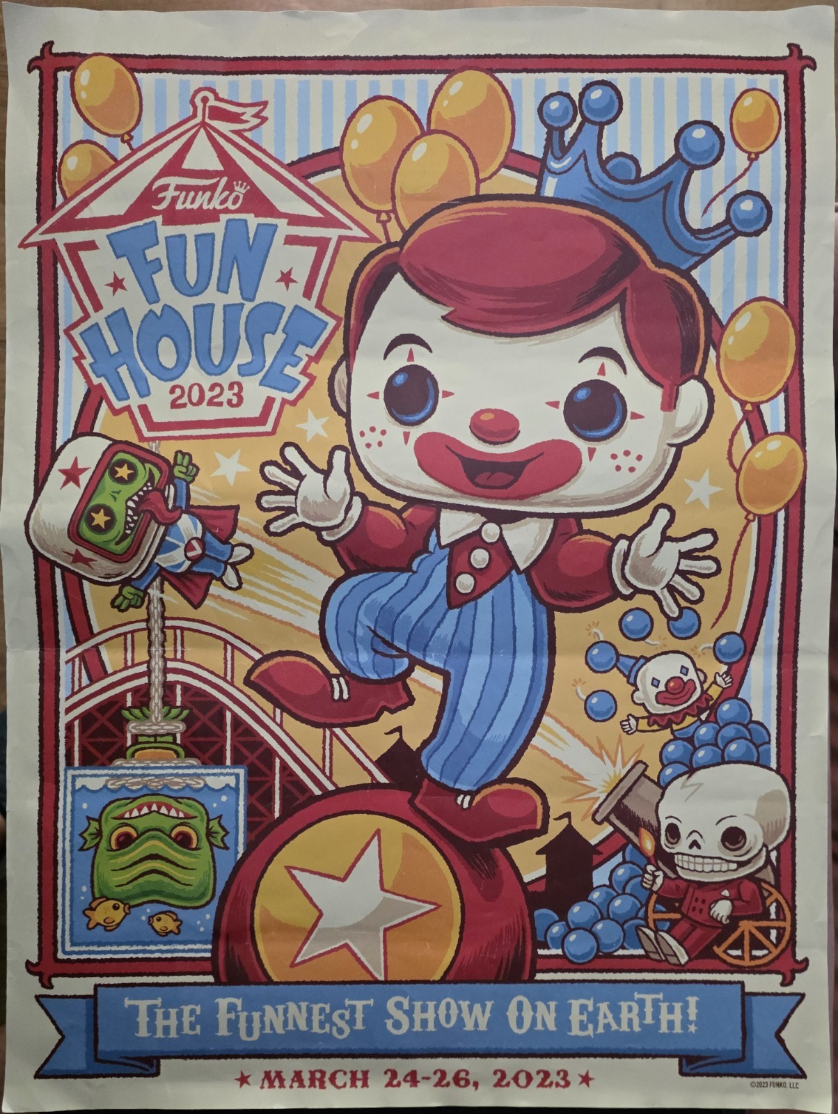 Wondercon 2023 Funko Fun House Show Poster Promo Freddy As Clown Pop Design