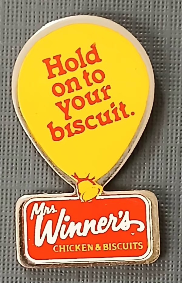 Mrs. Winner's Chicken & Biskets Promotional Lapel Pin Vintage Rare Fast Food 