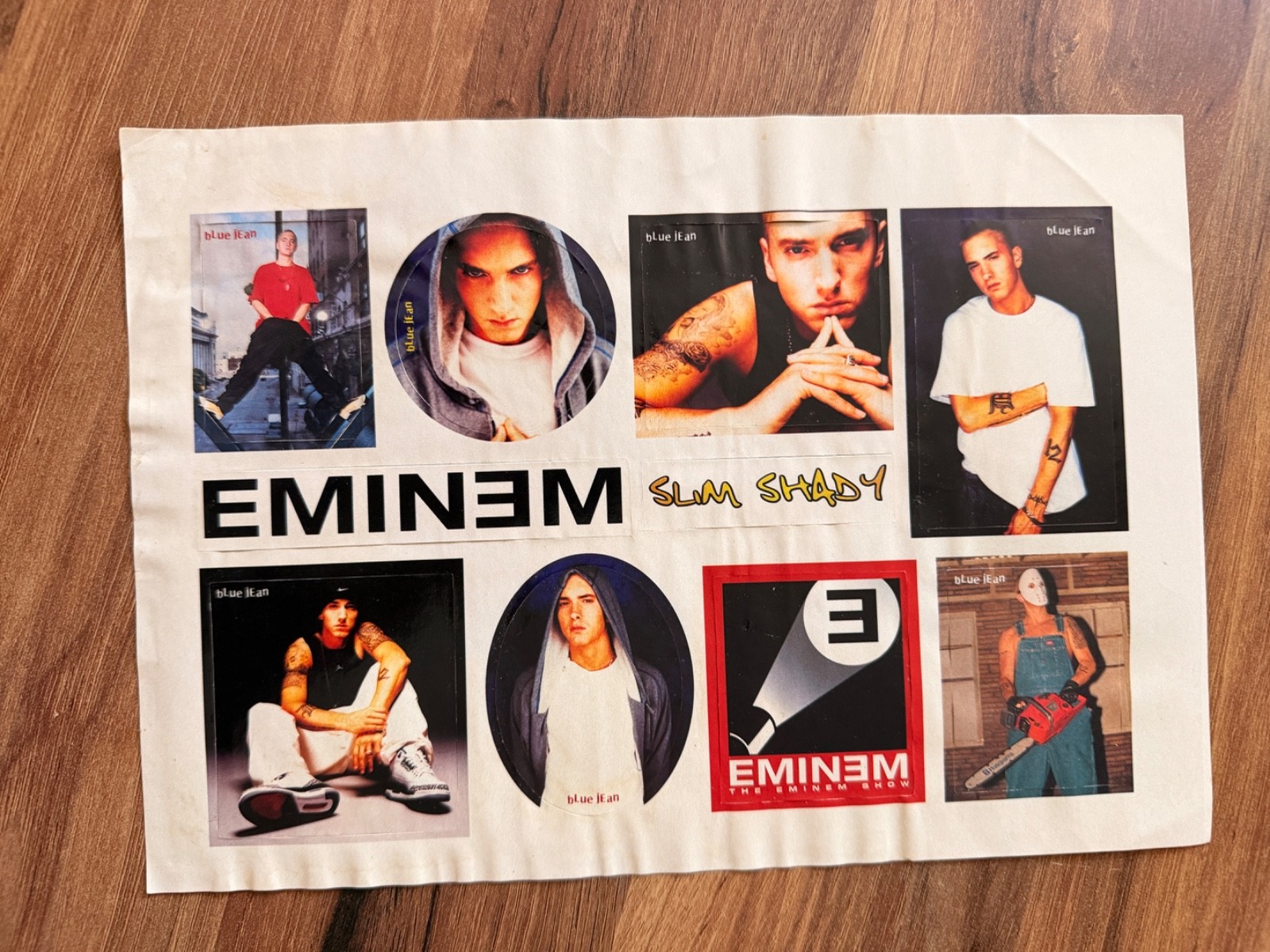Eminem Slim Shady Blue Jean Magazine Bonus Sticker Sheet Rare Turkish Promo