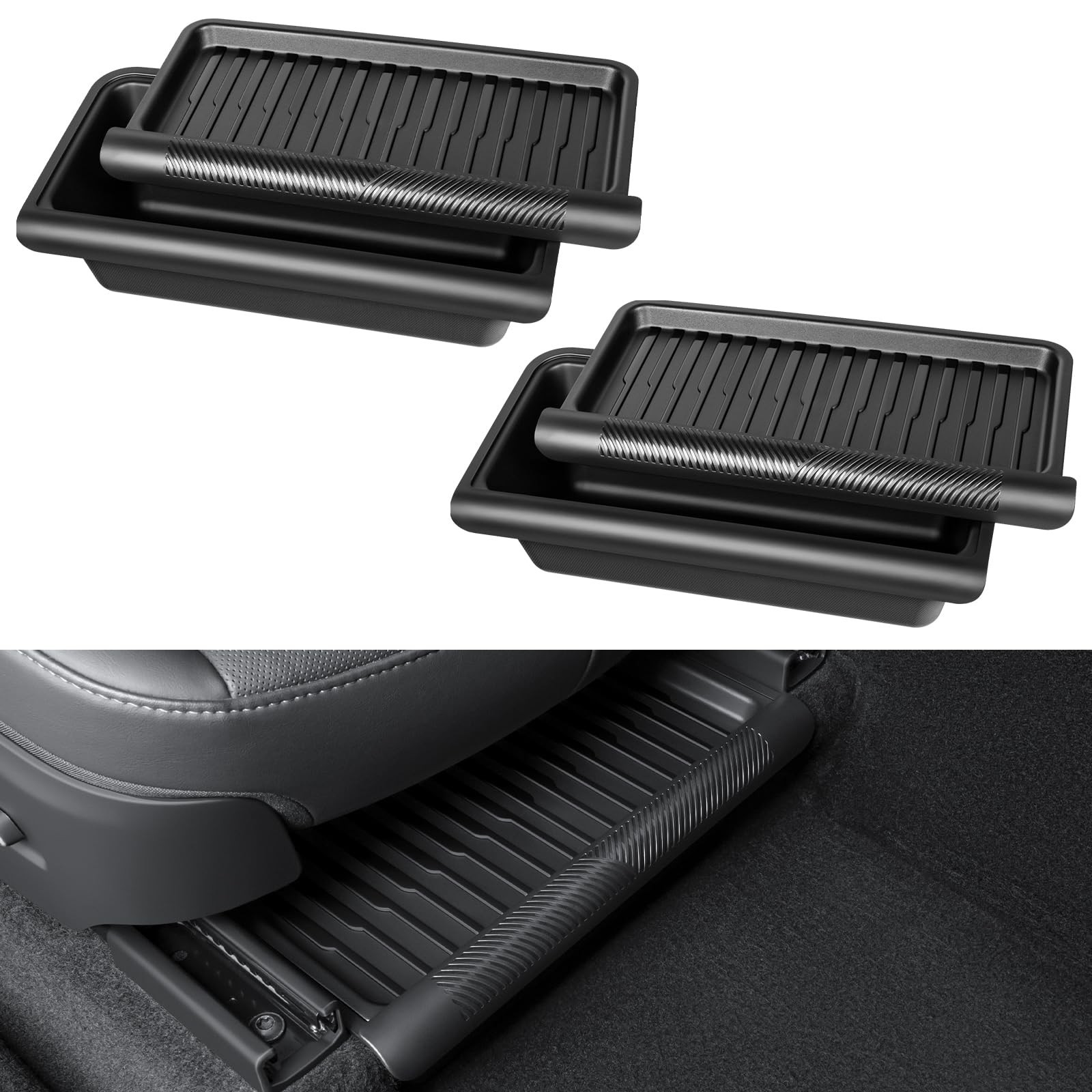 KUNIST 2PCS Under Seat Storage Box for 2026 Tesla Model Y Juniper,Hidden Orga...