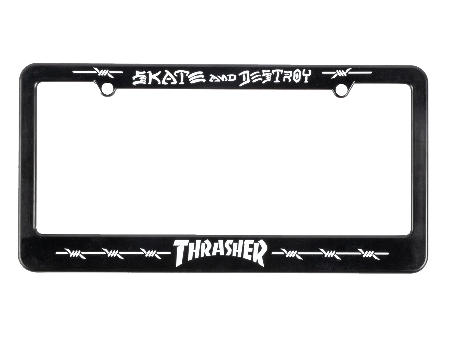 Thrasher BARBED WIRE SKATE AND DESTROY License Plate Frame BLACK