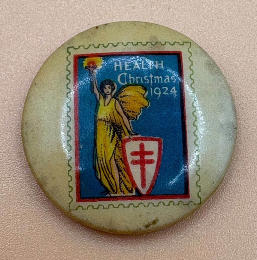 Antique 1924 Health Christmas Bastian Brothers Celluloid Tuberculosis Button