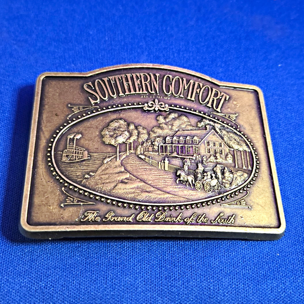 Southern Comfort Advertising Belt Buckle Bronze Tone Distillery Theme