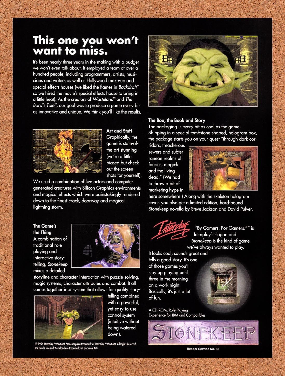 1995 Stonekeep PC Original Advertisement / Retro Promo v3