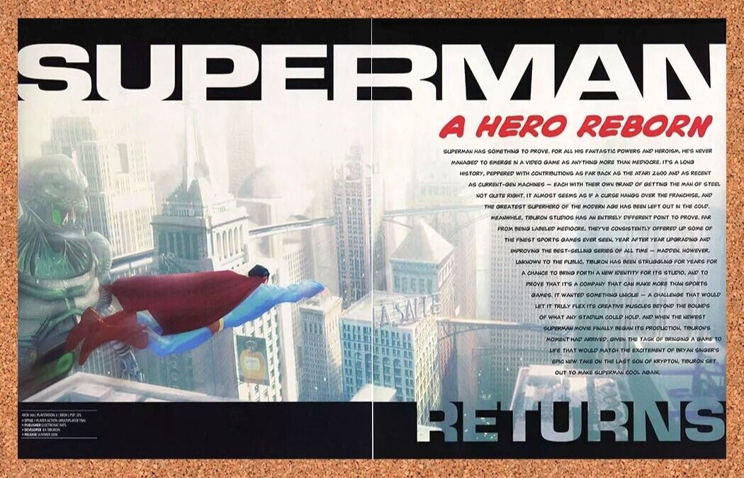 SuperMan Return Xbox Original 2006 Ad Authentic DC Comics EA Video Game Promo