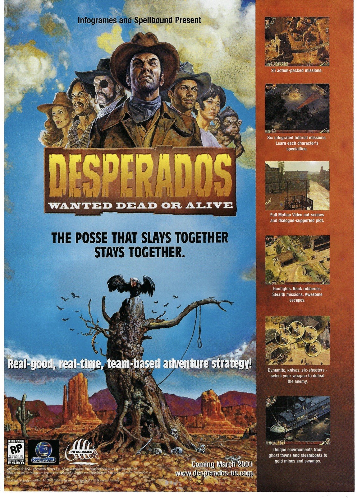 2001 Desperados Wanted Dead or Alive Video Game Infogrames Vtg Print Ad/Poster