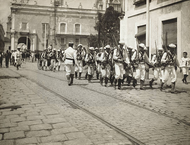 Crew Of Uss Denver Marching Through Streets Of Havana Historic Old Photo
