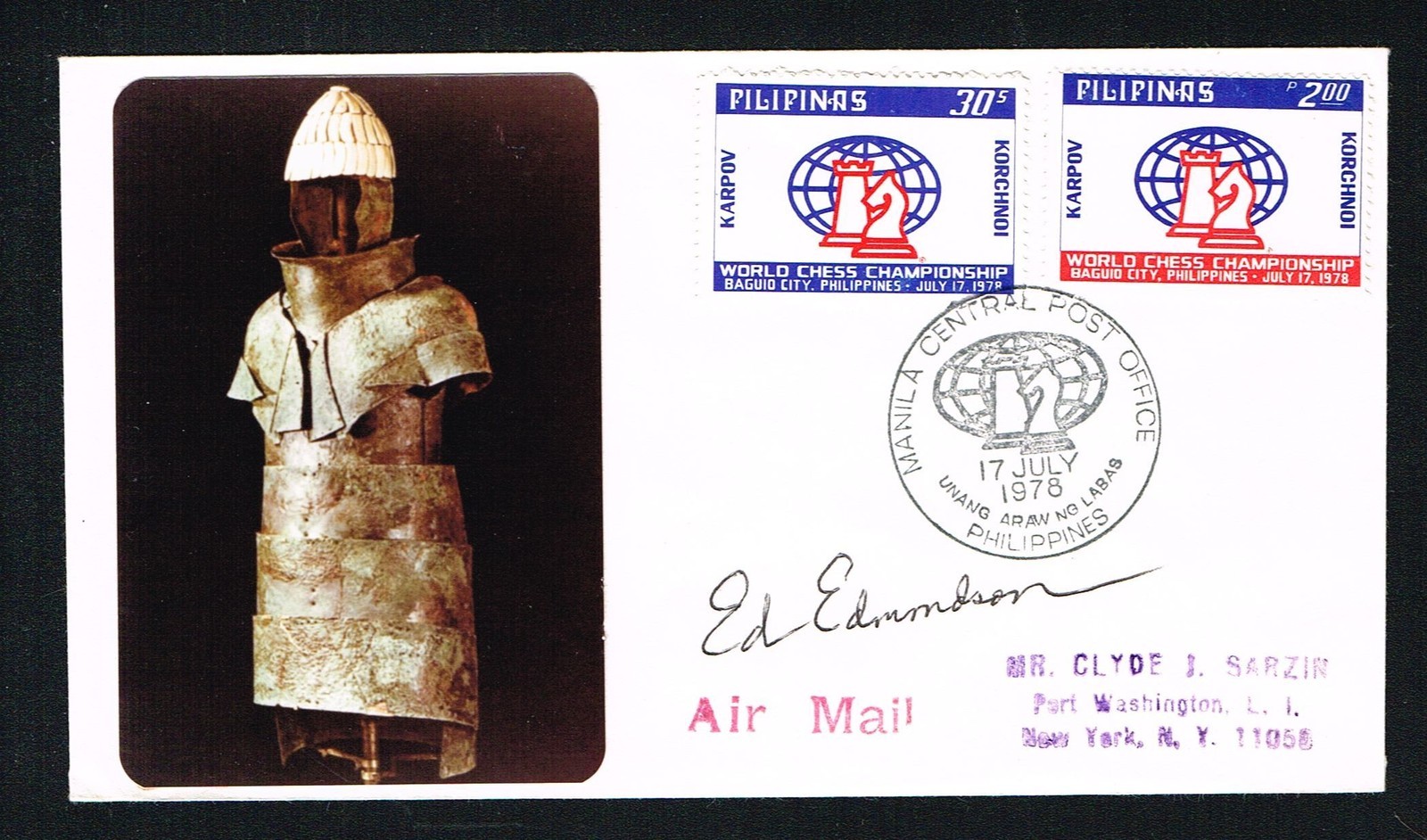 Ed Edmondson (d. 1982) signed autograph auto Postal Chess Championship Cover