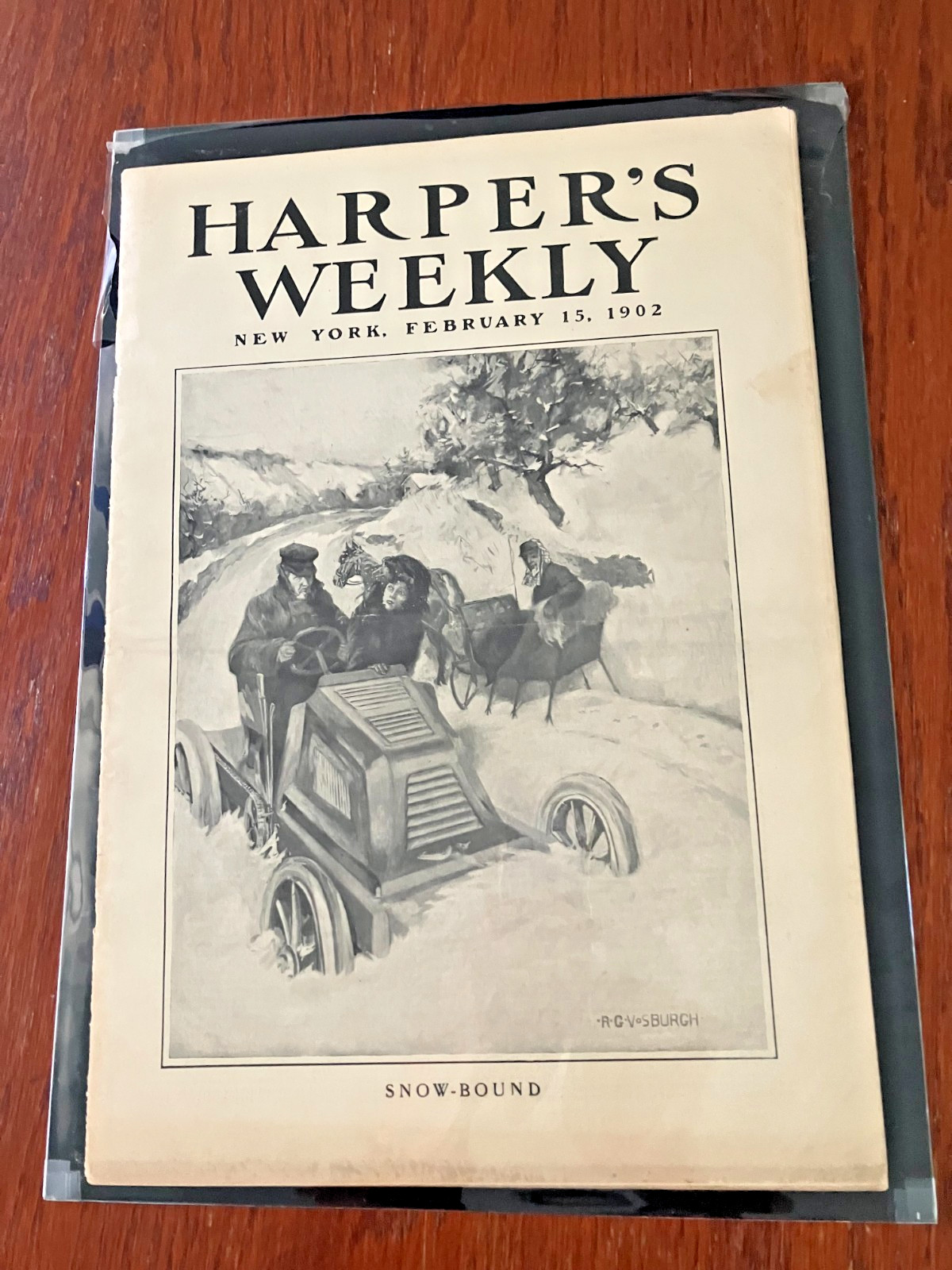 Harper’s Weekly Feb 15 1902 Early Automobile Snow Cover Vosburgh