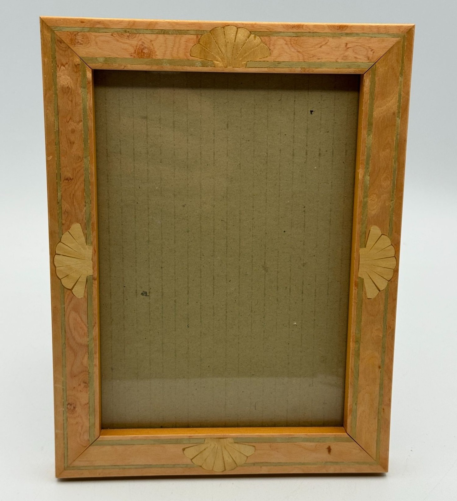 VTG Terragrafics Marquetry Wood Picture Frame 4x6 Coastal Shell Postmodern MCM