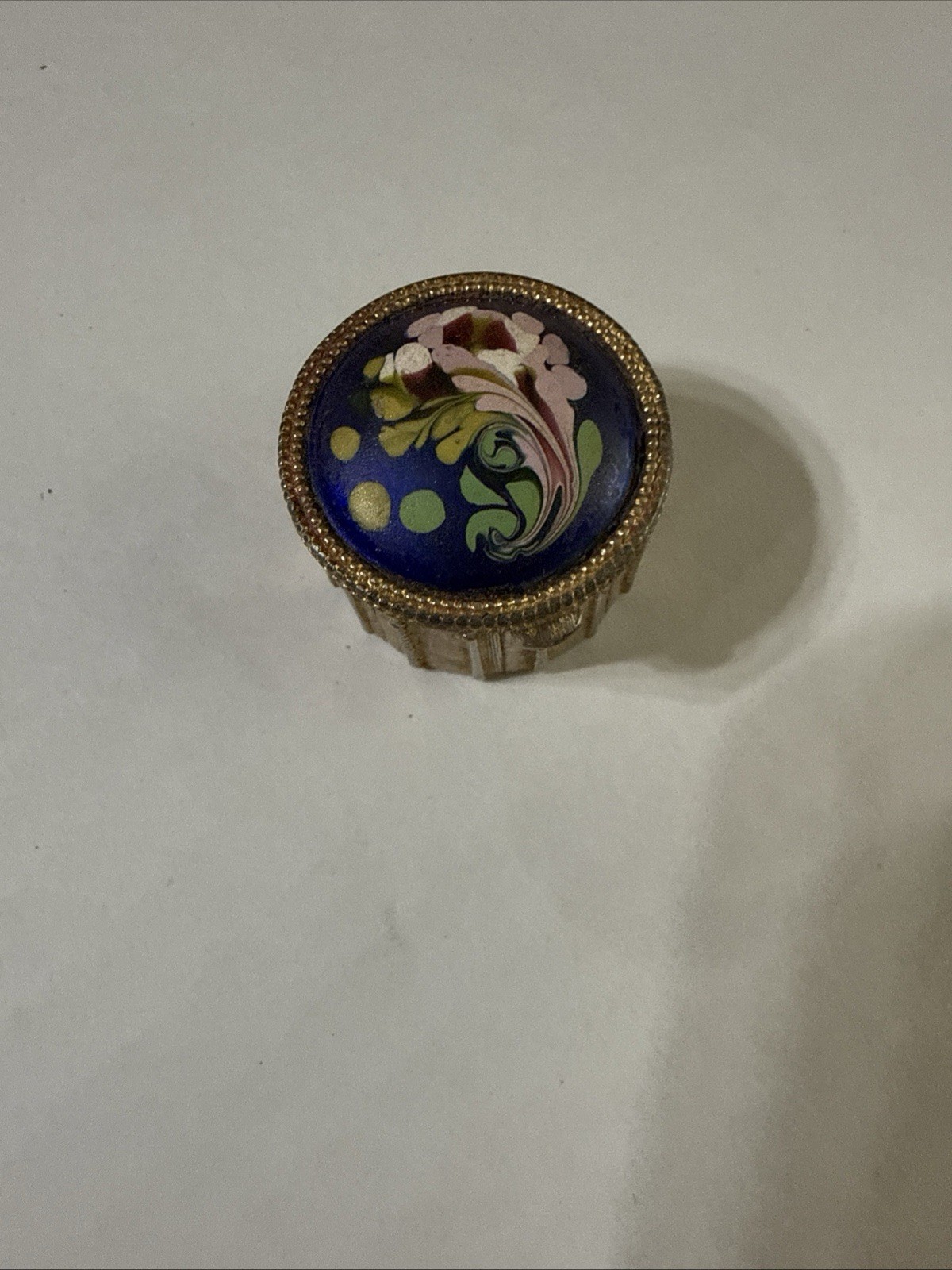 Vintage Estee Lauder Youth Dew Solid Perfume Blue Enamel Compact Hinged
