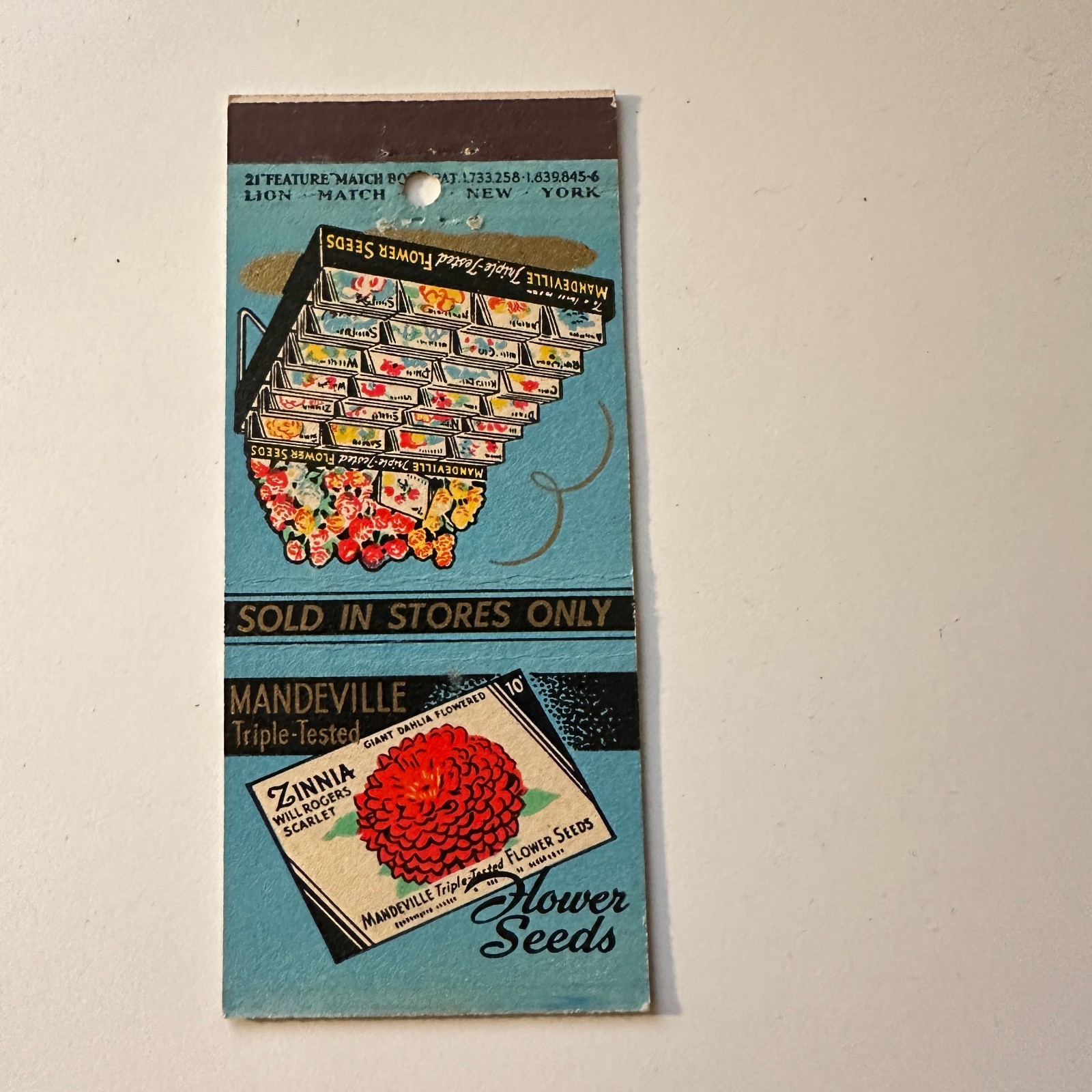 Mandeville & King Co Flower Seeds Rochester NY Vintage Matchbook Cover 4MM27-1