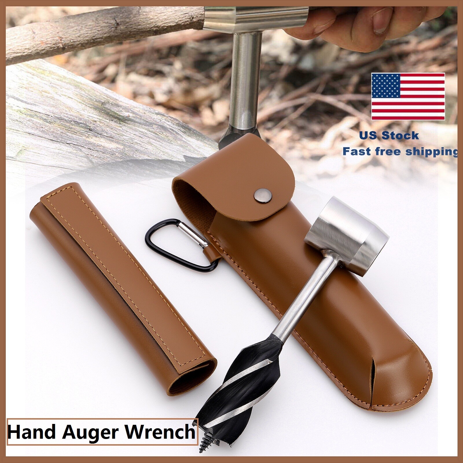 Manual Hand Auger Wrench Outdoor Survival Wood Drill Tool for Bushcraft handyman