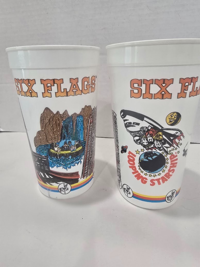 Vintage six flags Looping Starship collectors cups