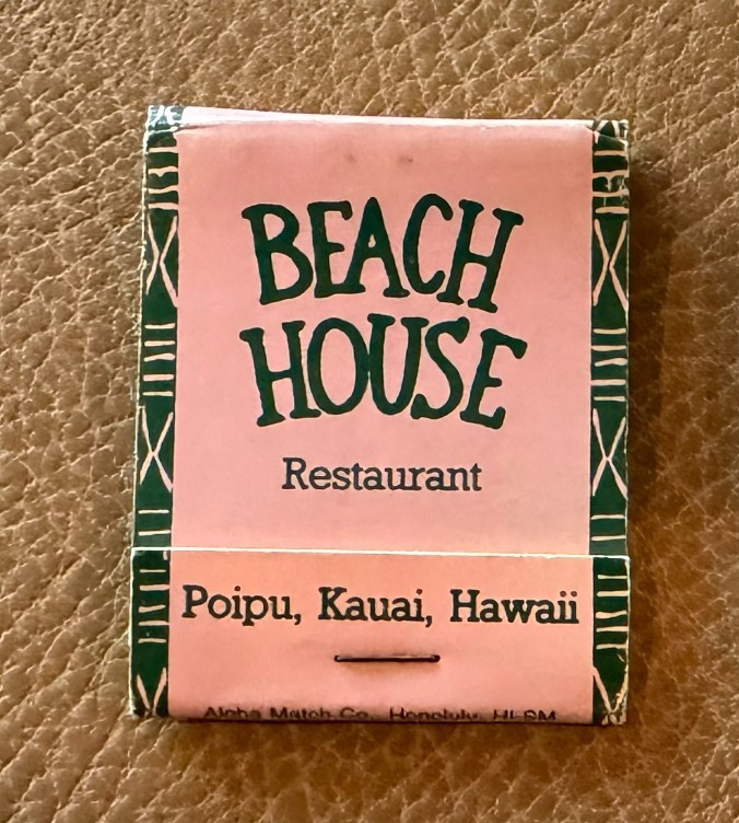 Vintage 1980s Beach House Restaurant Matchbook Poipu Kauai Hawaii Full Matches