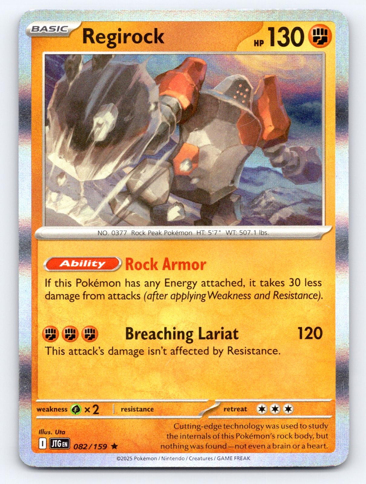 Regirock 082/159 Rare Journey Together Pokemon Holo Lightly Played