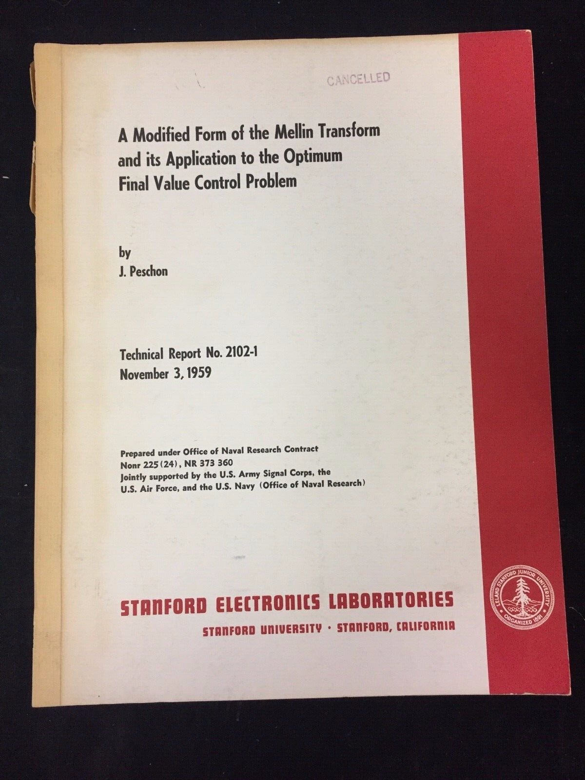 1959 A MODIFIED FORM OF THE MELLIN TRANSFORM & APPLICATION TO OPTIMUM FINAL VALU