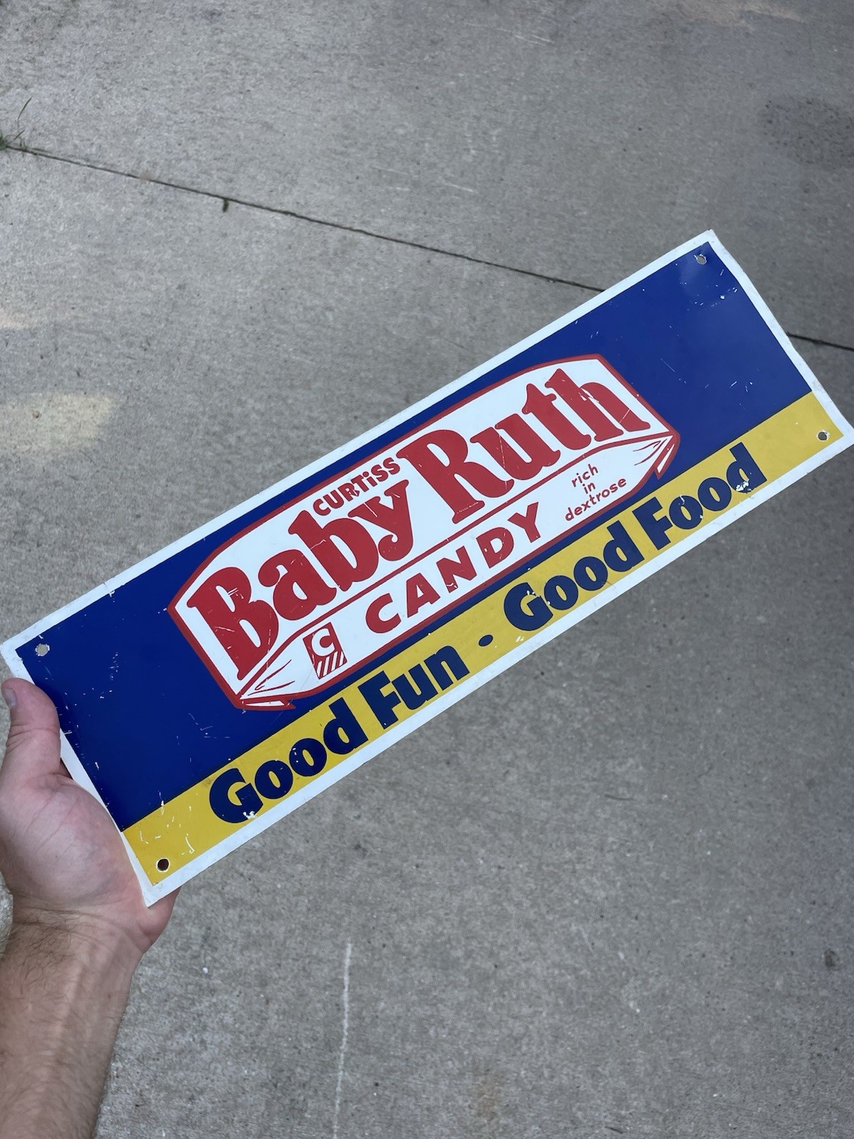 Org. Exceedingly RARE 1950’s BABY RUTH CURTIS CANDY METAL TIN SIGN 5.5