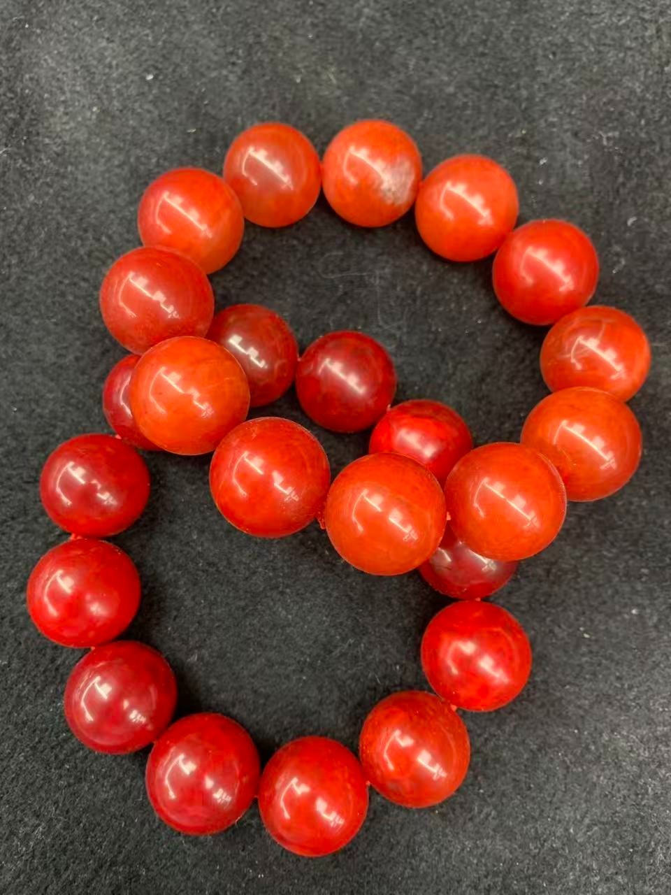 2Pcs Large Wonderful Tibetan Natural Red Agate Dzi 20mm Round Beads Bracelets