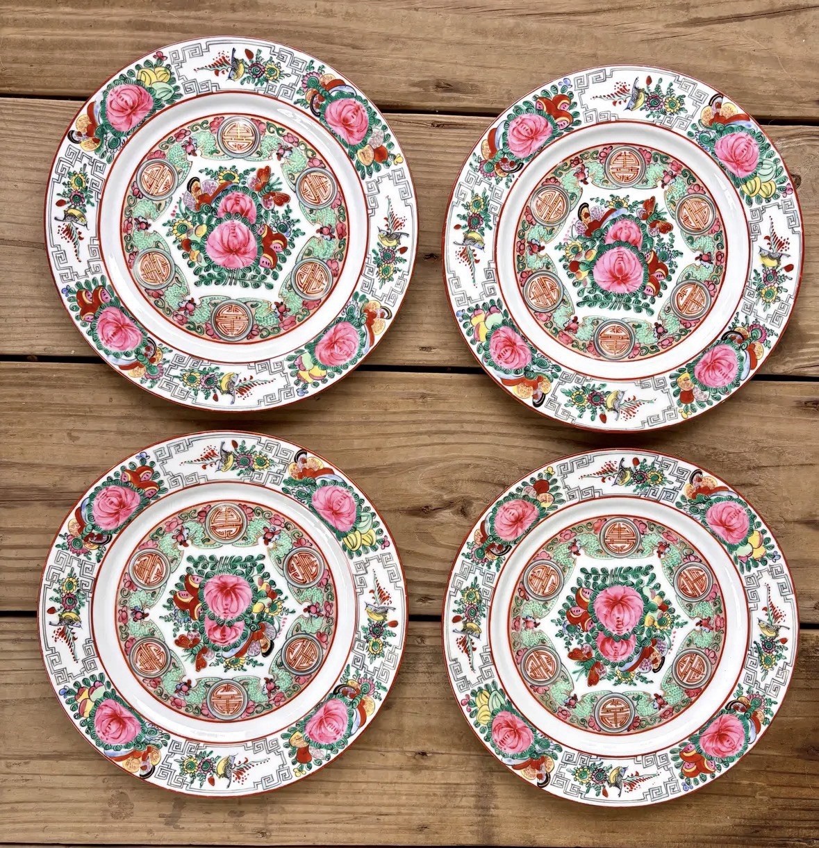 Antique Chinese Famille Rose Medallion Single Plate 10.25” 3 Available