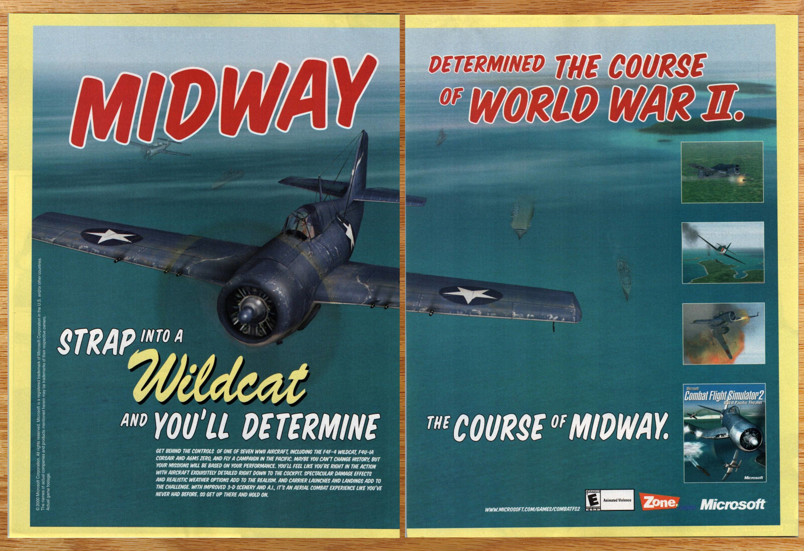 Microsoft Combat Flight Simulator 2 - 2 Page Game Print Ad Poster Promo Art 2000